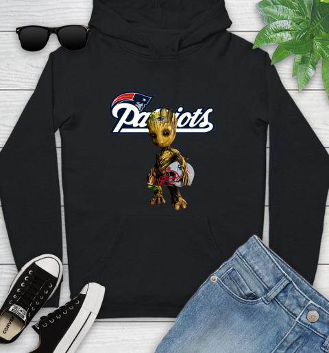 New England Patriots NFL Football Groot Marvel Guardians Of The Galaxy Youth Hoodie 2