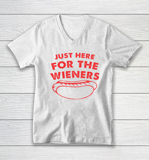 Just Here For The Wieners Funny 4th Of July V-Neck T-Shirt