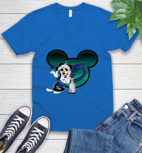 NHL Tampa Bay Lightning Stanley Cup Mickey Mouse Disney Hockey T Shirt V-Neck T-Shirt 6