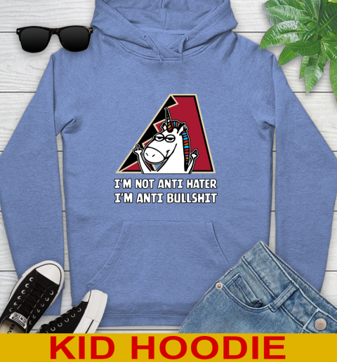 Arizona Diamondbacks MLB Baseball Unicorn I'm Not Anti Hater I'm Anti Bullshit Youth Hoodie 12