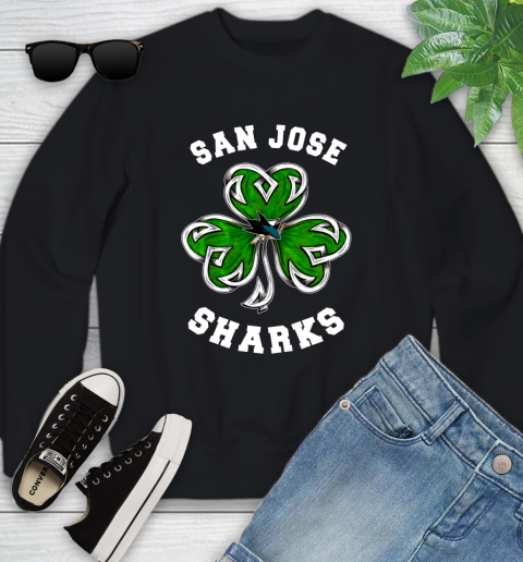 NHL San Jose Sharks Three Leaf Clover St Patrick's Day Hockey Sports Youth Sweatshirt