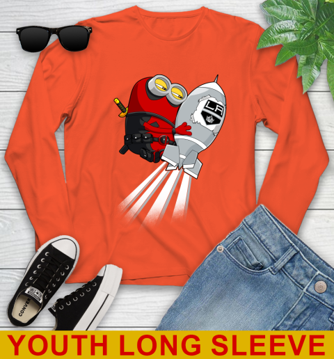NHL Hockey Los Angeles Kings Deadpool Minion Marvel Shirt Youth Long Sleeve 3