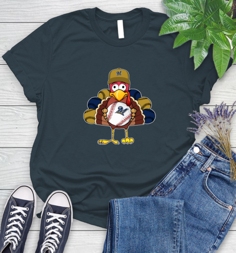 Milwaukee Brewers Turkey thanksgiving Women's T-Shirt 8