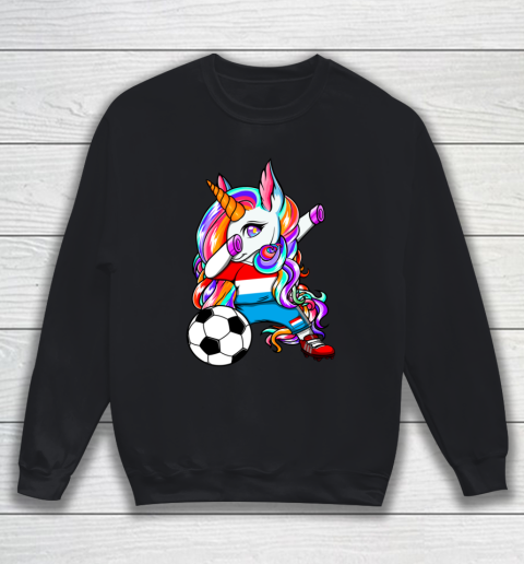 Dabbing Unicorn Luxembourg Soccer Fans Jersey Flag Football Sweatshirt