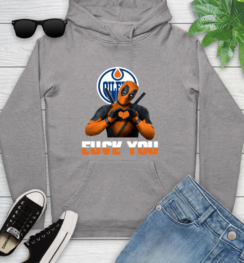 NHL Edmonton Oilers Deadpool Love You Fuck You Hockey Sports Youth Hoodie 6