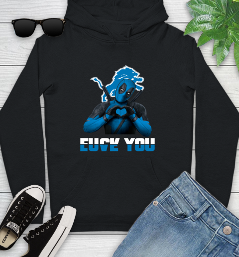 NHL Detroit Lions Deadpool Love You Fuck You Football Sports Youth Hoodie