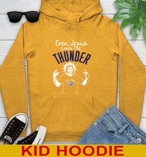 Oklahoma City Thunder NBA Basketball Even Jesus Loves The Thunder Shirt Youth Hoodie 2