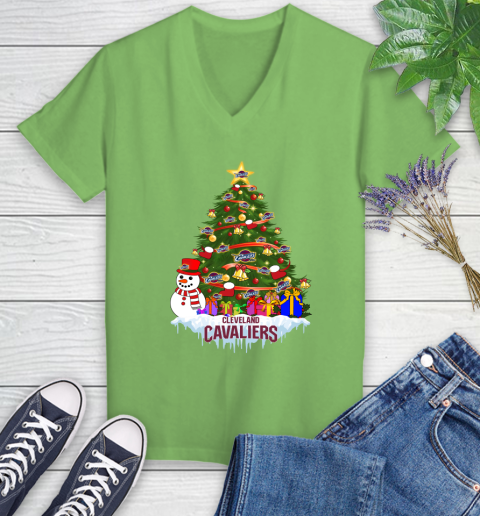 Cleveland Cavaliers Merry Christmas NBA Basketball Sports Women's V-Neck T-Shirt 11