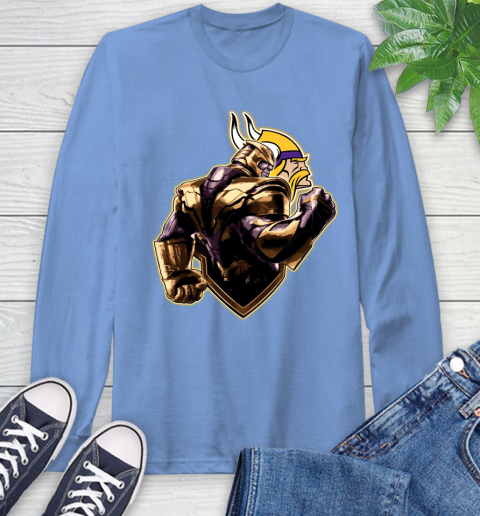 NFL Thanos Avengers Endgame Football Sports Minnesota Vikings Long Sleeve T-Shirt 11