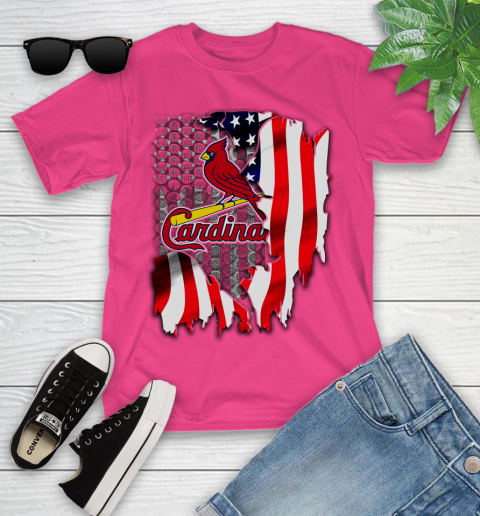 St.Louis Cardinals MLB Baseball American Flag Youth T-Shirt 11