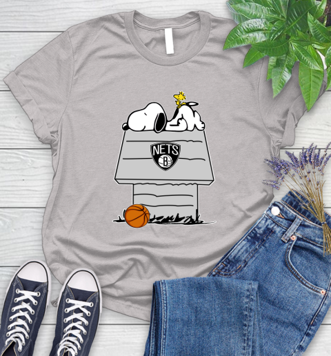 Brooklyn Nets NBA Basketball Snoopy Woodstock The Peanuts Movie Women's T-Shirt 10