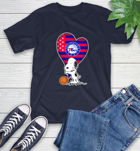 Philadelphia 76ers NBA Basketball The Peanuts Movie Adorable Snoopy T-Shirt 4