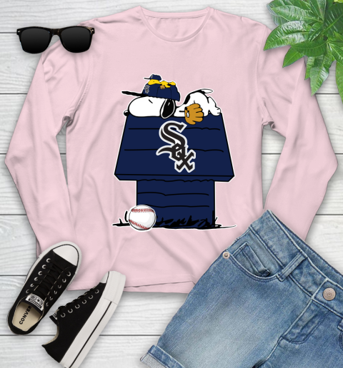 MLB Chicago White Sox Snoopy Woodstock The Peanuts Movie Baseball T Shirt Youth Long Sleeve 10