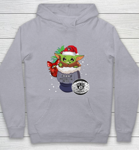 Brooklyn Nets Christmas Baby Yoda Star Wars Funny Happy NBA Youth Hoodie 5