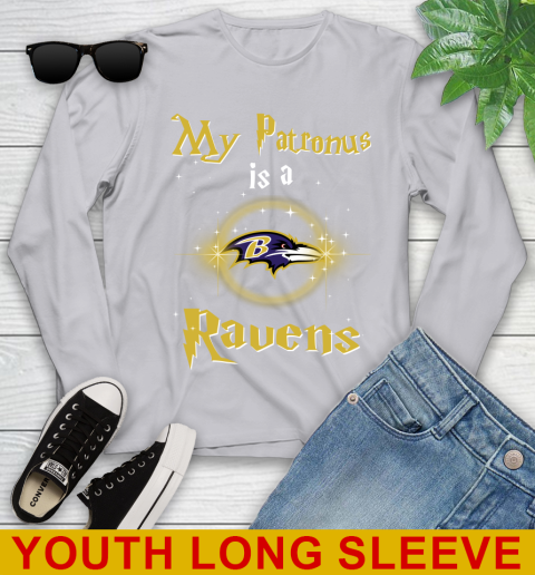 NFL Football Harry Potter My Patronus Is A Baltimore Ravens Youth Long Sleeve 5