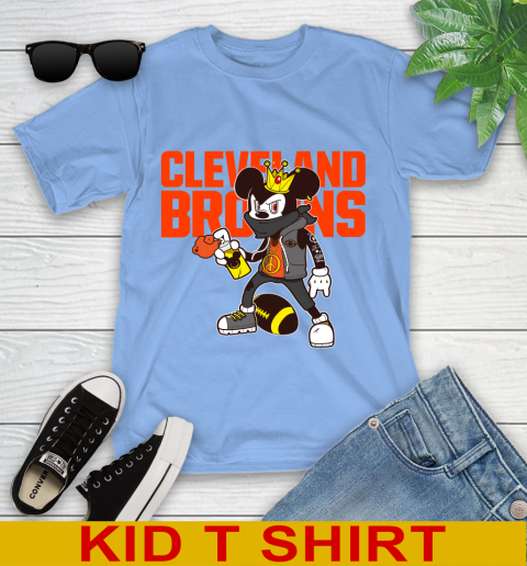 Cleveland Browns NFL Football Mickey Peace Sign Sports Youth T-Shirt 11