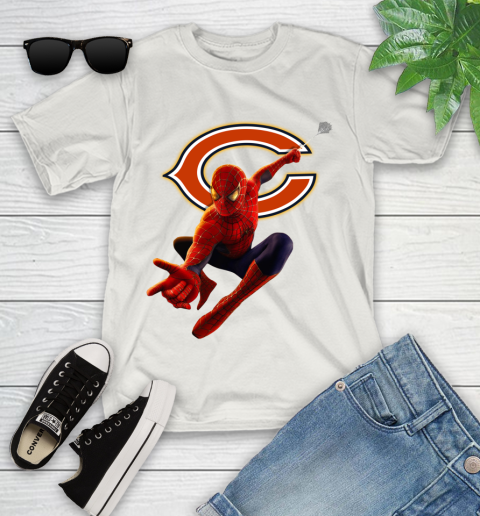 NFL Spider Man Avengers Endgame Football Chicago Bears Youth T-Shirt 12