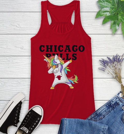Chicago Bulls NBA Basketball Funny Unicorn Dabbing Sports Racerback Tank 6