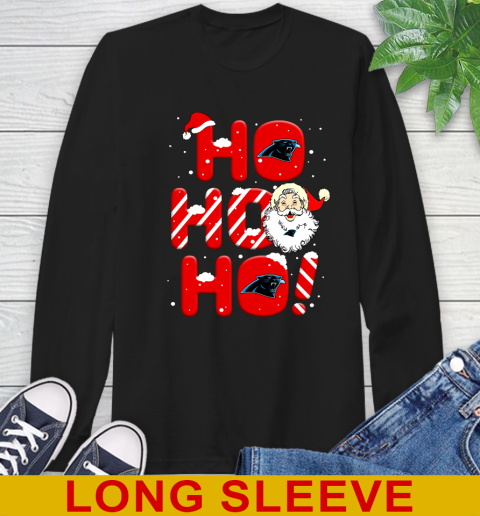 Carolina Panthers NFL Football Ho Ho Ho Santa Claus Merry Christmas Shirt Long Sleeve T-Shirt