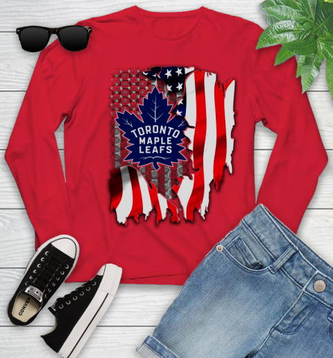 Toronto Maple Leafs NHL Hockey American Flag Youth Long Sleeve 11