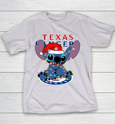 Texas Rangers MLB noel stitch Baseball Christmas Youth T-Shirt 2
