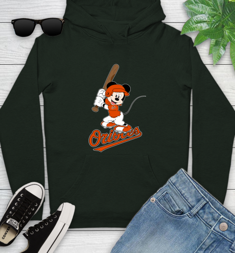 MLB Baseball Baltimore Orioles Cheerful Mickey Mouse Shirt Youth Hoodie 12