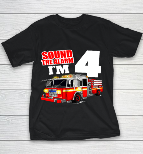 Kids Fire Truck 4th Birthday T Shirt Boy Firefighter 4 Years Old Youth T-Shirt