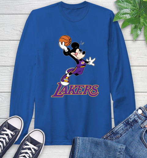 NBA Basketball Los Angeles Lakers Cheerful Mickey Mouse Shirt Long Sleeve T-Shirt 10