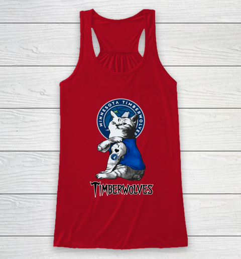 NBA Basketball My Cat Loves Minnesota Timberwolves Racerback Tank 4
