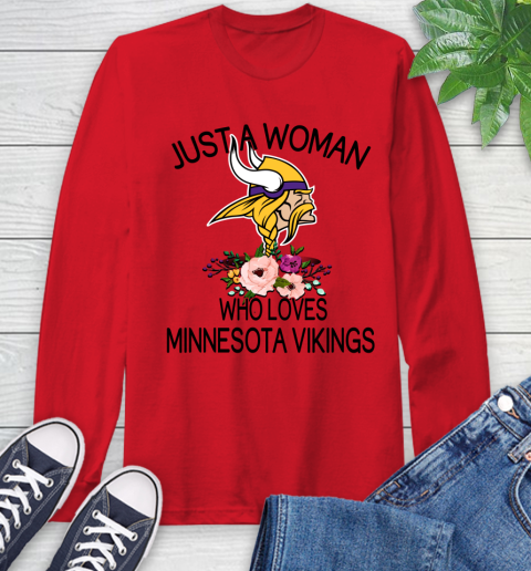 NFL Just A Woman Who Loves Minnesota Vikings Football Sports Long Sleeve T-Shirt 9