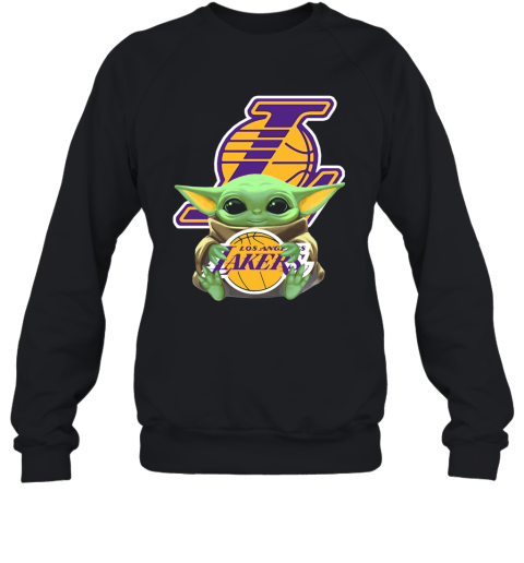 Baby Yoda Hug Los Angeles Lakers Sweatshirt