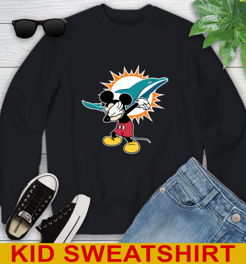 Miami Dolphins NFL Football Dabbing Mickey Disney Sports Youth Sweatshirt 2