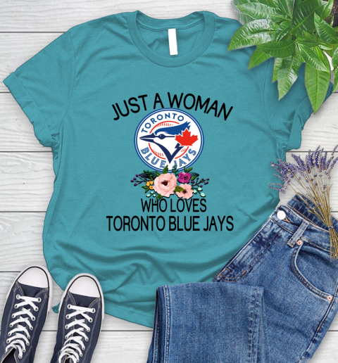 MLB Just A Woman Who Loves Toronto Blue Jays Baseball Sports Women's T-Shirt 11