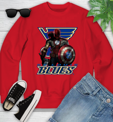 NHL Captain America Thor Spider Man Hawkeye Avengers Endgame Hockey St.Louis Blues Youth Sweatshirt 9