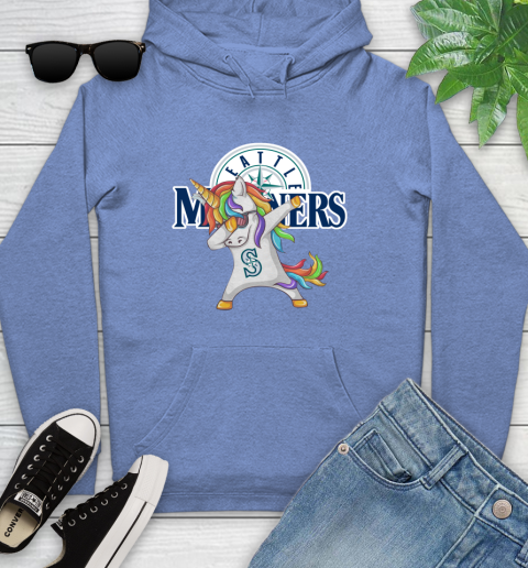 Seattle Mariners MLB Baseball Funny Unicorn Dabbing Sports Youth Hoodie 12