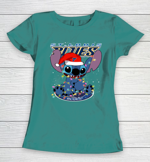 St.Louis Blues NHL Hockey noel stitch Christmas Women's T-Shirt 10