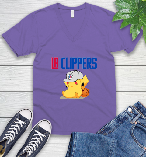 NBA Pikachu Basketball Sports Los Angeles Clippers V-Neck T-Shirt 9