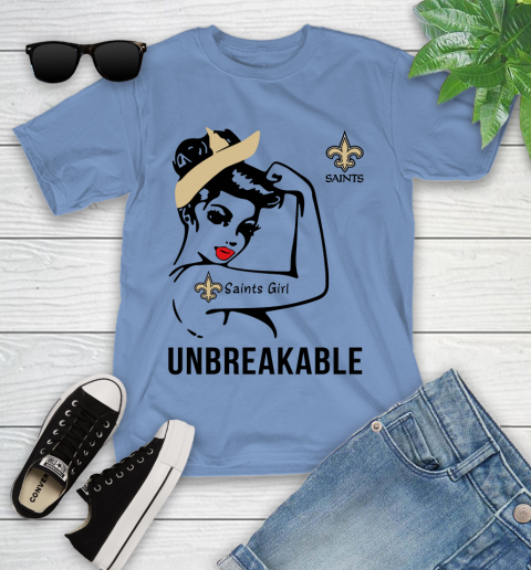 NFL New Orleans Saints Girl Unbreakable Football Sports Youth T-Shirt 9