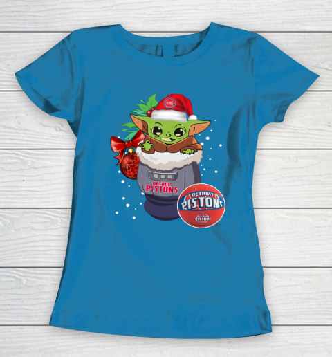 Detroit Pistons Christmas Baby Yoda Star Wars Funny Happy NBA Women's T-Shirt 7