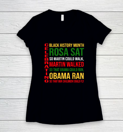 Black History Month Rosa Sat So Martin Could Walk Women's V-Neck T-Shirt