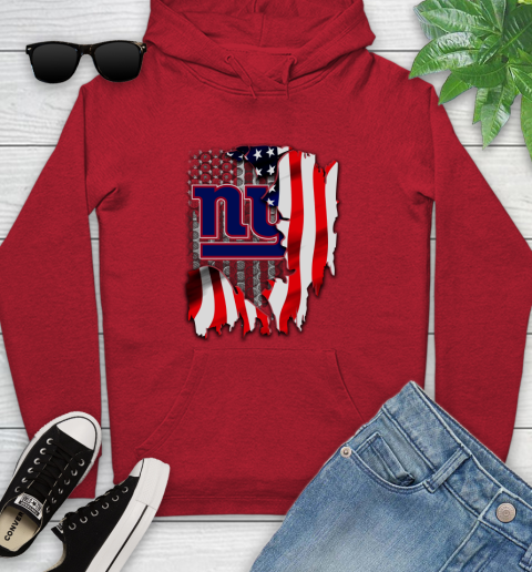 New York Giants NFL Football American Flag Youth Hoodie 12