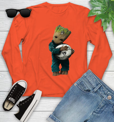 NBA Groot Guardians Of The Galaxy Basketball Sports Brooklyn Nets Youth Long Sleeve 4
