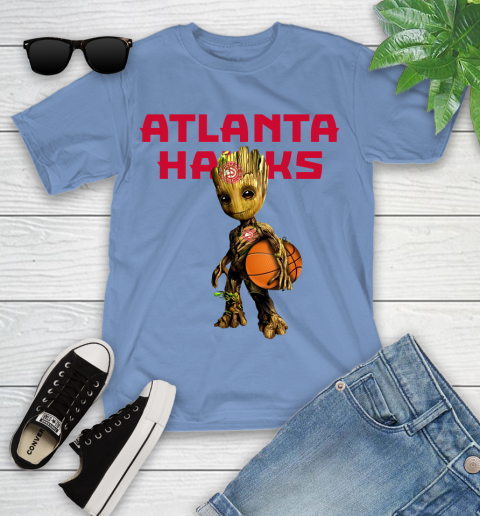 Atlanta Hawks NBA Basketball Groot Marvel Guardians Of The Galaxy Youth T-Shirt 11