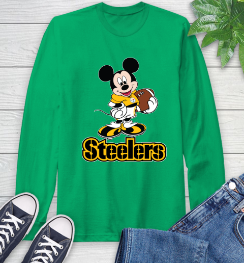 NFL Football Pittsburgh Steelers Cheerful Mickey Mouse Shirt Long Sleeve T-Shirt 8