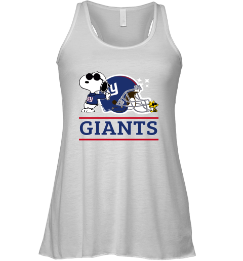 The New York Giants Joe Cool And Woodstock Snoopy Mashup Racerback Tank