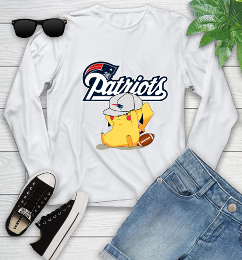 NFL Pikachu Football Sports New England Patriots Youth Long Sleeve