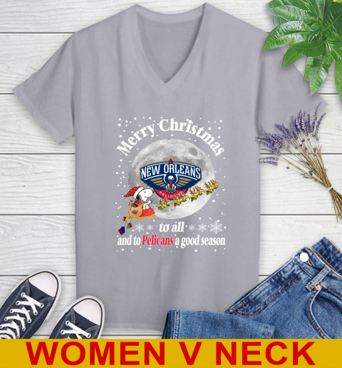 New Orleans Pelicans Merry Christmas To All And To Pelicans A Good Season NBA Basketball Sports Women's V-Neck T-Shirt 4