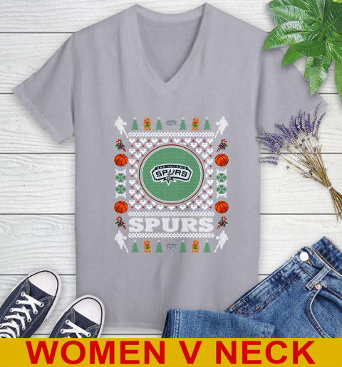San Antonio Spurs Merry Christmas NBA Basketball Loyal Fan Women's V-Neck T-Shirt 4