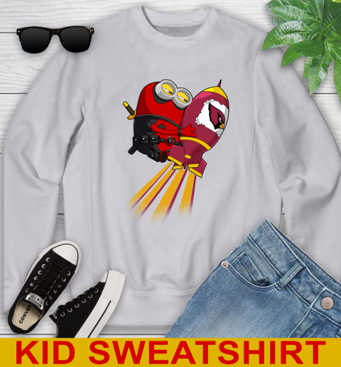 NFL Football Arizona Cardinals Deadpool Minion Marvel Shirt Youth Sweatshirt 3