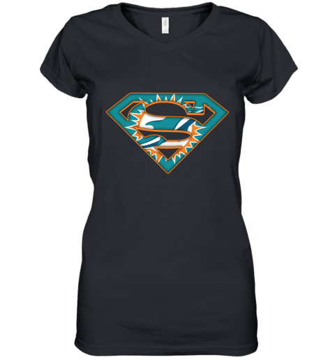 We Are Undefeatable The Miami Dolphins x Superman NFL Women's V-Neck T-Shirt